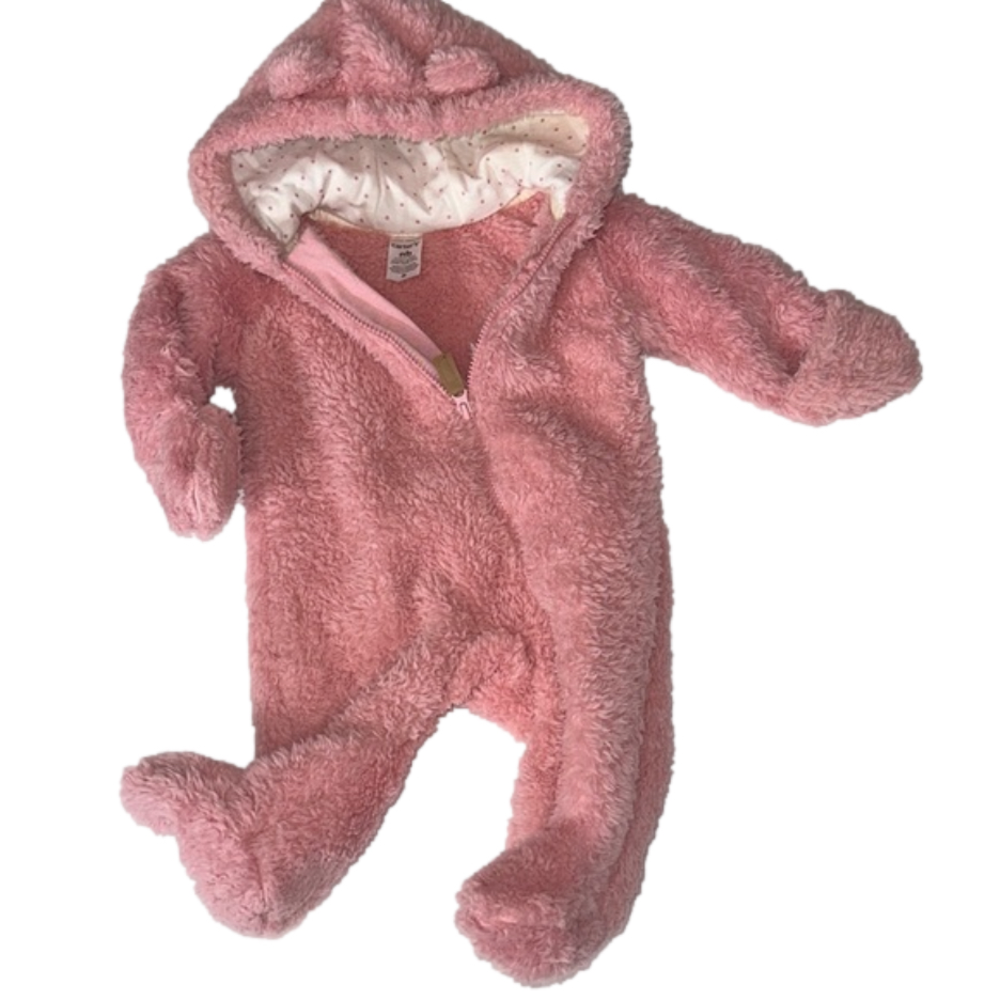 Carter's Pink Fuzzy Hooded Baby Set